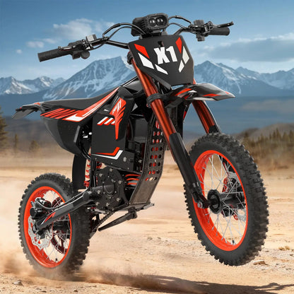 QRONGE X1 Spark Electric Dirt Bike 4500W Peak&Up to 60 Miles 50MPH 60V 28.8Ah Battery E-Bike 14/12" Fat Tire Electric Motorcycle Ai-TechWorld 