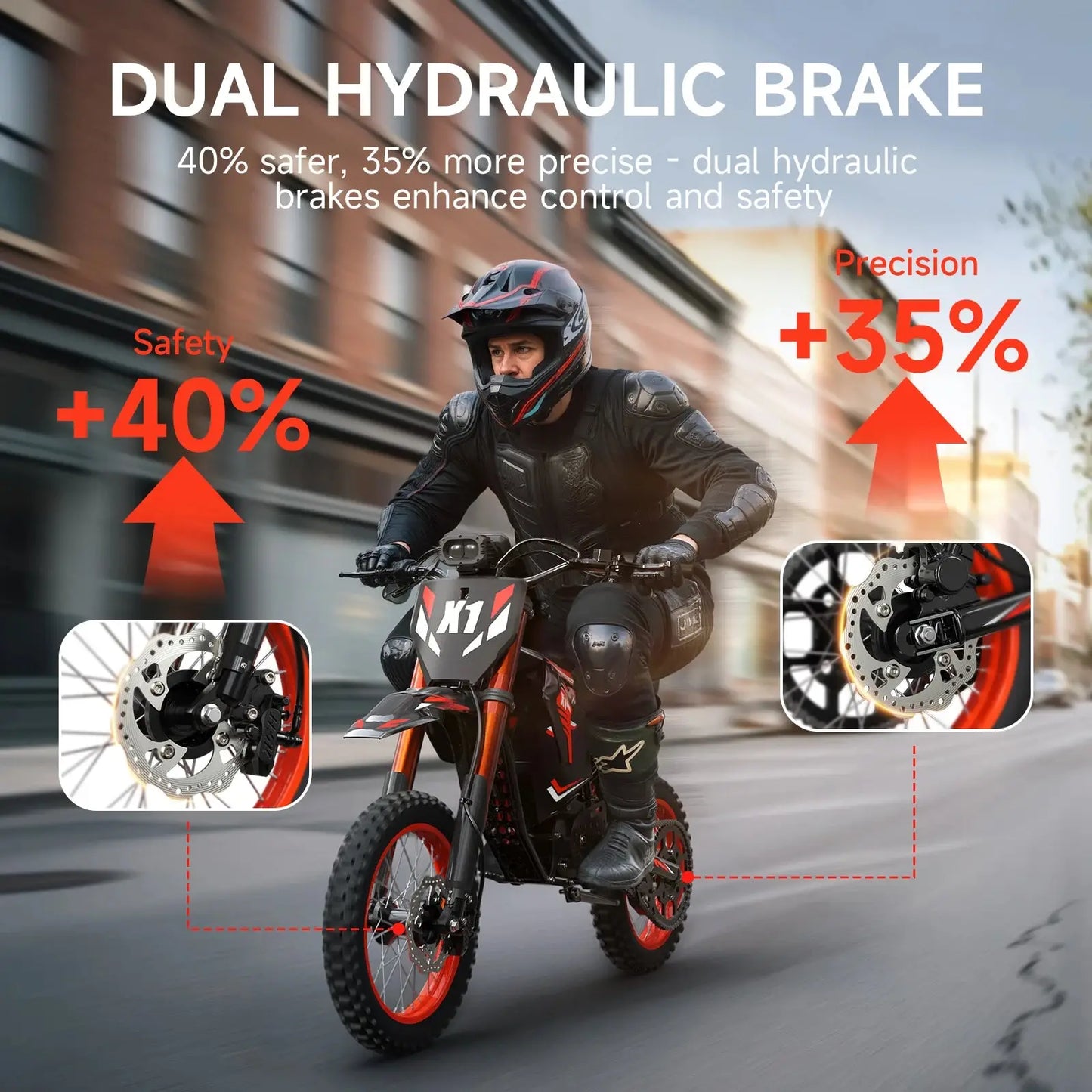 QRONGE X1 Spark Electric Dirt Bike 4500W Peak&Up to 60 Miles 50MPH 60V 28.8Ah Battery E-Bike 14/12" Fat Tire Electric Motorcycle Ai-TechWorld 