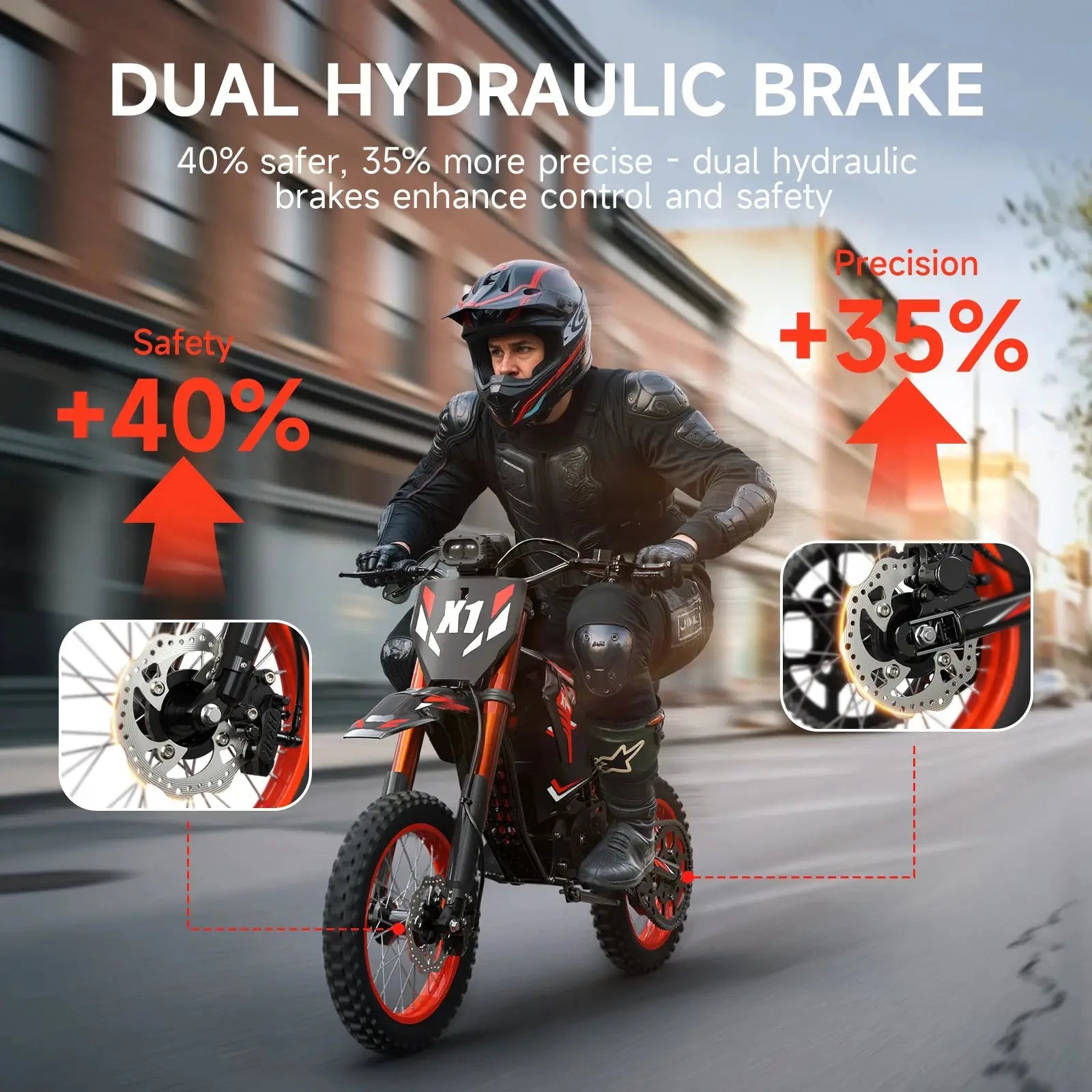 QRONGE X1 Spark Electric Dirt Bike 4500W Peak&Up to 60 Miles 50MPH 60V 28.8Ah Battery E-Bike 14/12" Fat Tire Electric Motorcycle Ai-TechWorld 