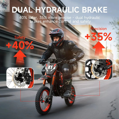 QRONGE X1 Spark Electric Dirt Bike 4500W Peak&Up to 60 Miles 50MPH 60V 28.8Ah Battery E-Bike 14/12" Fat Tire Electric Motorcycle Ai-TechWorld 