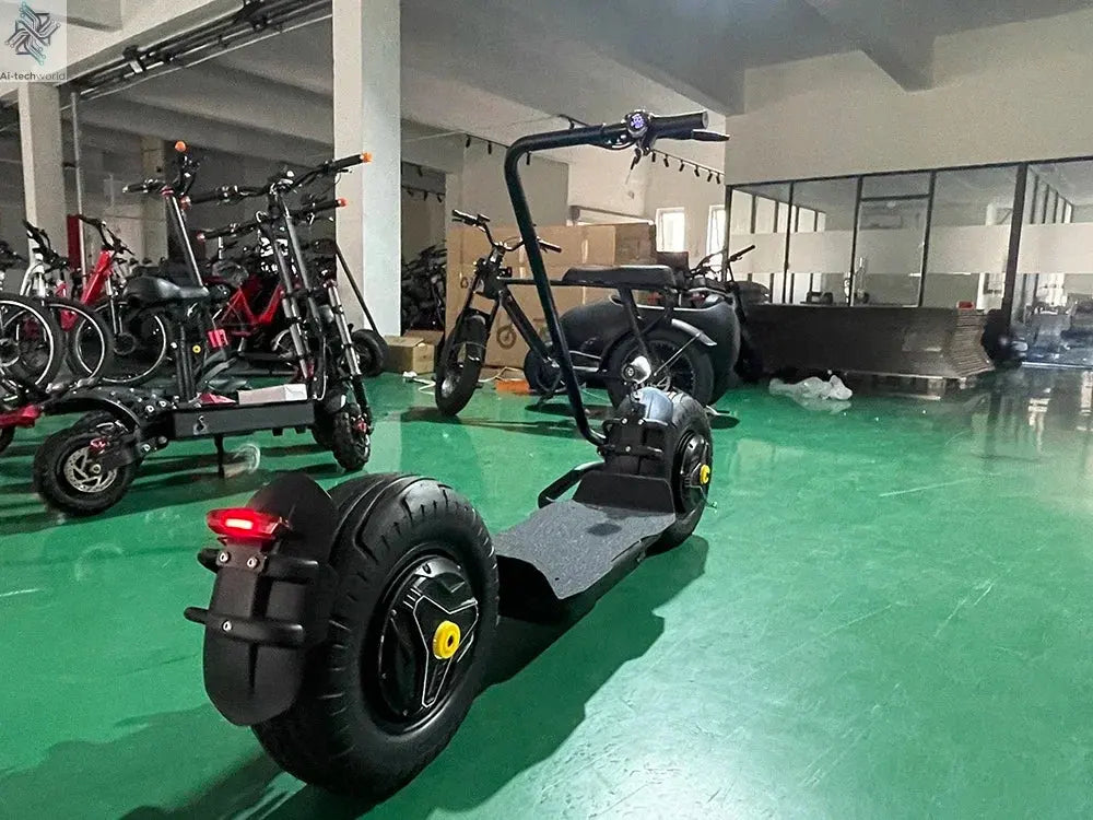 Qiaozhi Newest Design Big Two Wheels Fat Tyre Citycoco 1500W Max Disc Brake Electric Scooters Steel Frame Ai-TechWorld 