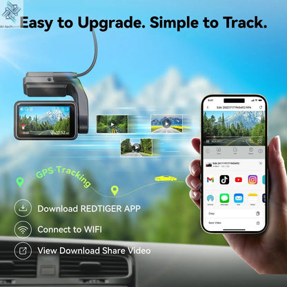 REDTIGER F4 4K Dash Cam Front, 2.2 inch Mini Car Camera, 2160P UHD Touch Screen, Voice Control, Included 32GB Card, Night Vision Ai-TechWorld 