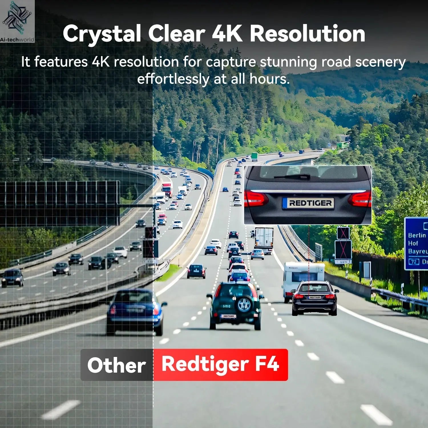 REDTIGER F4 4K Dash Cam Front, 2.2 inch Mini Car Camera, 2160P UHD Touch Screen, Voice Control, Included 32GB Card, Night Vision Ai-TechWorld 