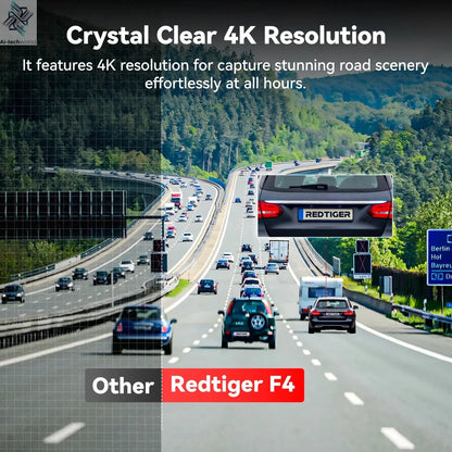 REDTIGER F4 4K Dash Cam Front, 2.2 inch Mini Car Camera, 2160P UHD Touch Screen, Voice Control, Included 32GB Card, Night Vision Ai-TechWorld 