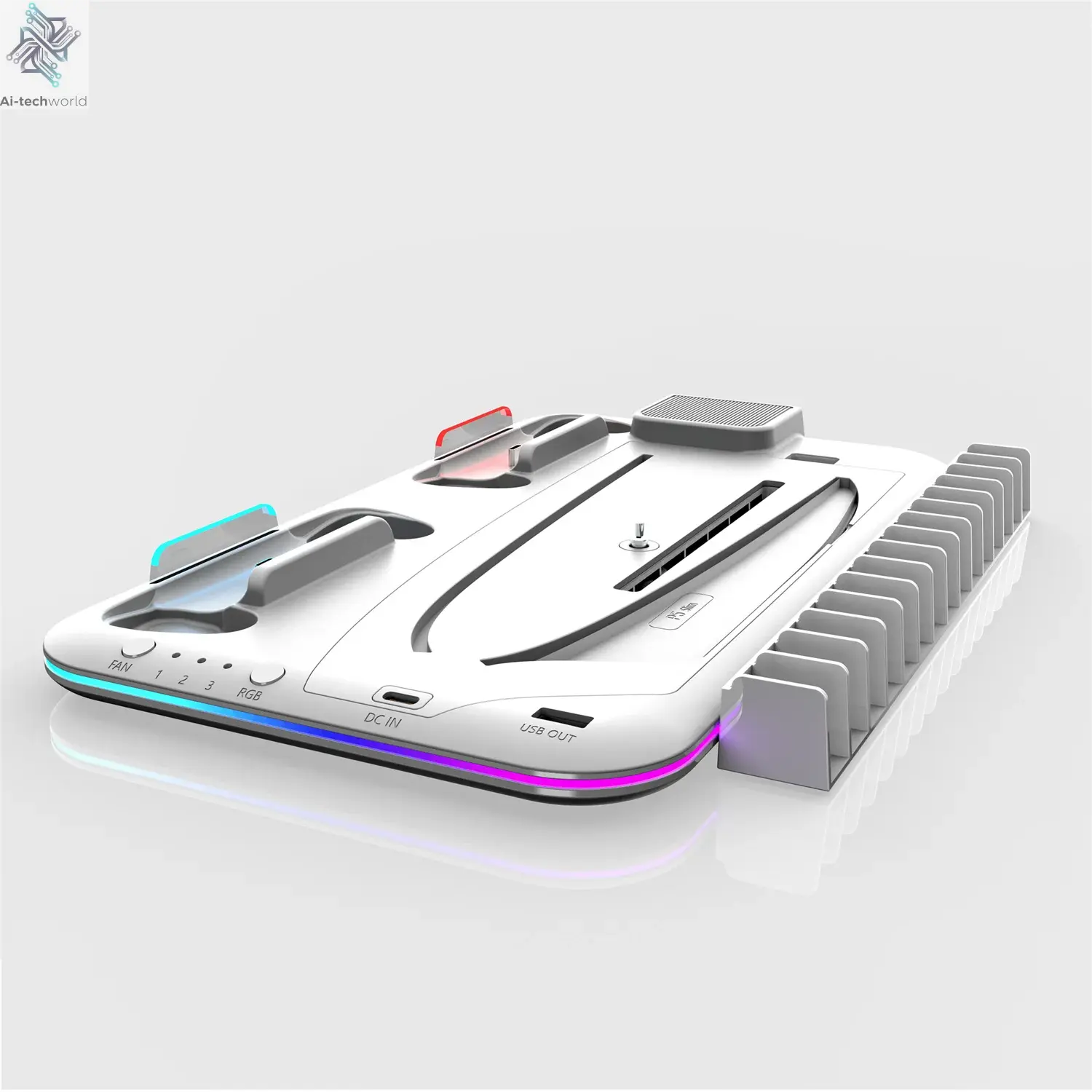 RGB Light and 3 Levels Turbo Cooling Station with Controller Charging Station for PS5/SLIM Digital/Disc with Headset Holder Ai-TechWorld 