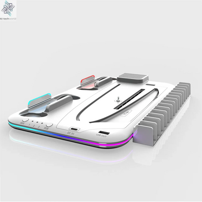 RGB Light and 3 Levels Turbo Cooling Station with Controller Charging Station for PS5/SLIM Digital/Disc with Headset Holder Ai-TechWorld 