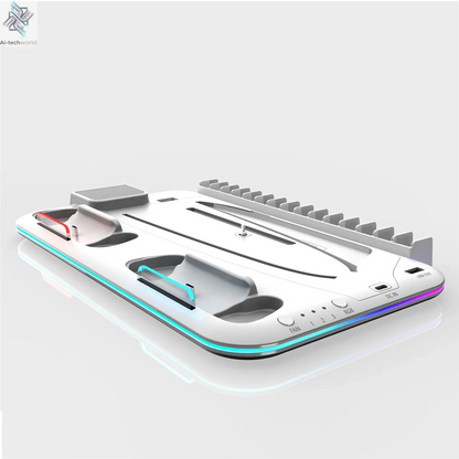 RGB Light and 3 Levels Turbo Cooling Station with Controller Charging Station for PS5/SLIM Digital/Disc with Headset Holder Ai-TechWorld 
