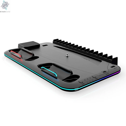 RGB Light and 3 Levels Turbo Cooling Station with Controller Charging Station for PS5/SLIM Digital/Disc with Headset Holder Ai-TechWorld 