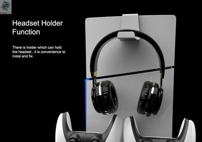 RGB Light and 3 Levels Turbo Cooling Station with Controller Charging Station for PS5/SLIM Digital/Disc with Headset Holder Ai-TechWorld 