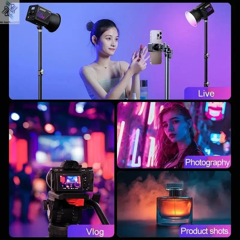 RGB Video Light Portable LED Photography Studio Light with 10000mAh Rechargeable for Vlog Streaming LIVE Photo Fill Lamp Ai-TechWorld 