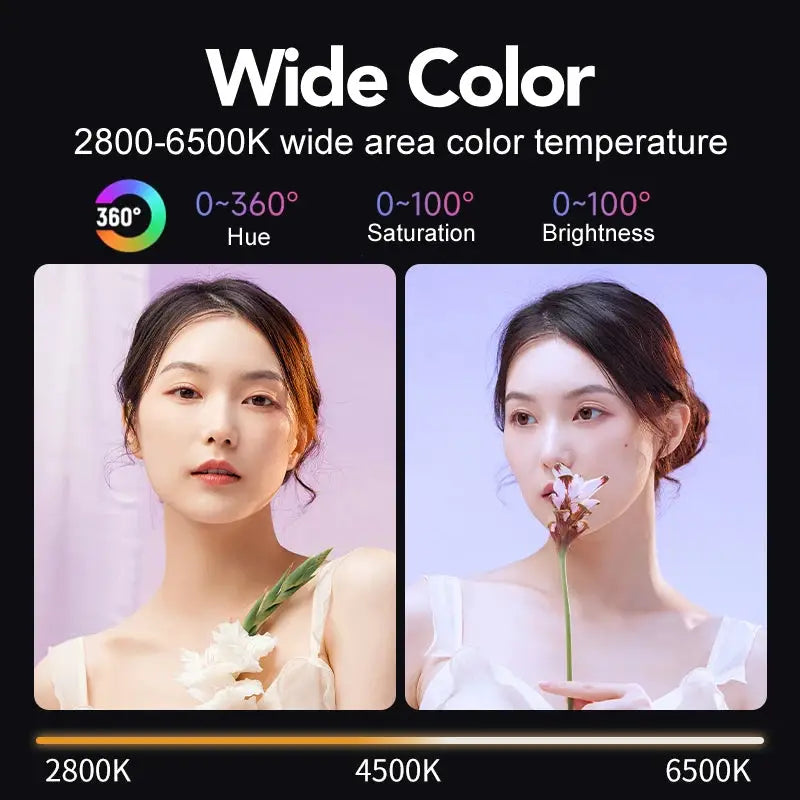 RGB Video Light Portable LED Photography Studio Light with 10000mAh Rechargeable for Vlog Streaming LIVE Photo Fill Lamp Ai-TechWorld 