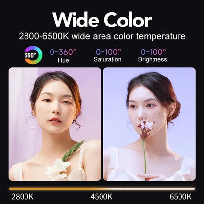 RGB Video Light Portable LED Photography Studio Light with 10000mAh Rechargeable for Vlog Streaming LIVE Photo Fill Lamp Ai-TechWorld 