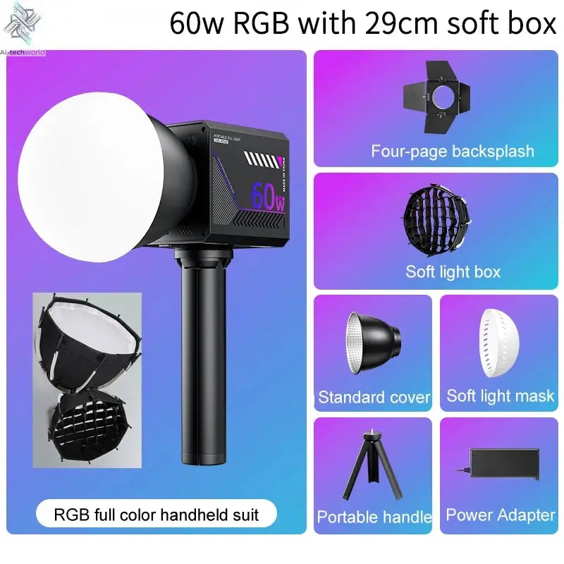 RGB Video Light Portable LED Photography Studio Light with 10000mAh Rechargeable for Vlog Streaming LIVE Photo Fill Lamp Ai-TechWorld 