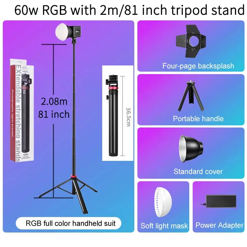 RGB Video Light Portable LED Photography Studio Light with 10000mAh Rechargeable for Vlog Streaming LIVE Photo Fill Lamp Ai-TechWorld 