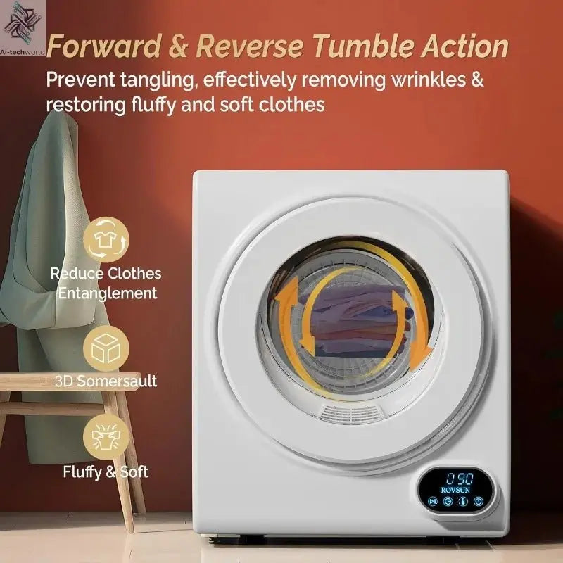 ROVSUN Portable Clothes Dryer, 110V 850W High End Front Load Laundry Tumble Dryer, 1.5 cu.ft Electric Dryer - Ai - TechWorld