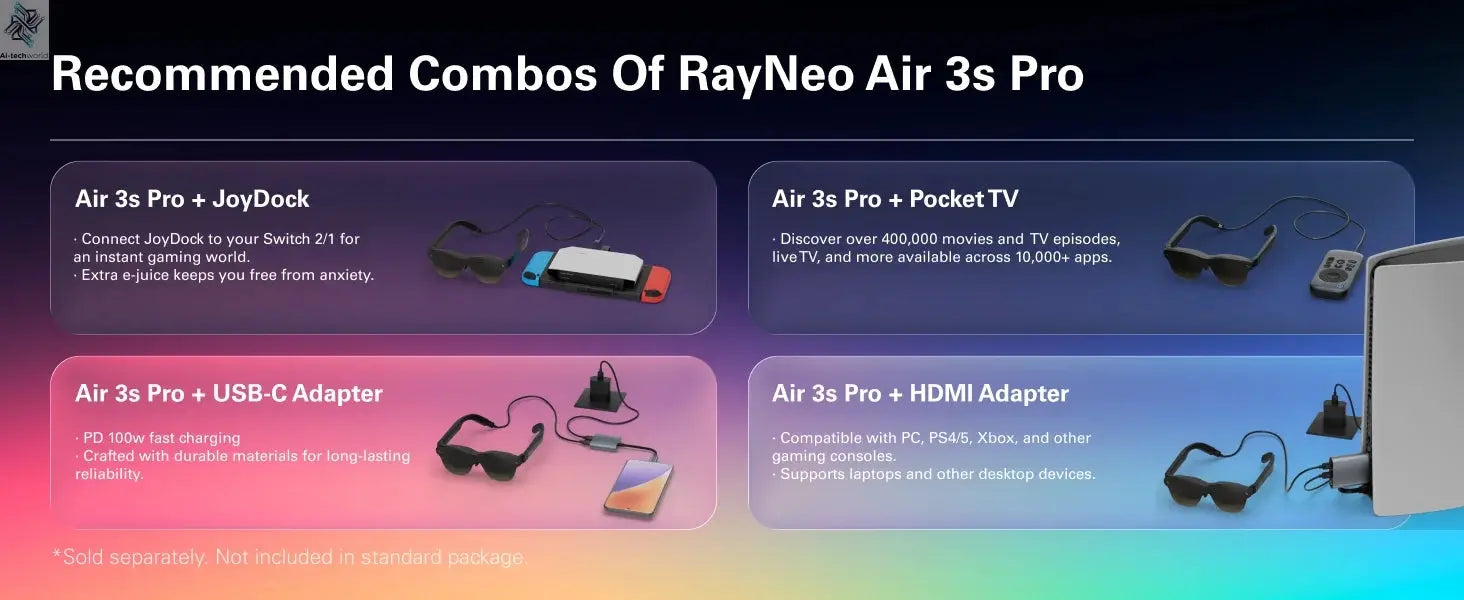 RayNeo Air 3S Pro smart AR glasses, 135-inch HD viewing, 1200Nits brightness, 3D surround sound Ai-TechWorld 