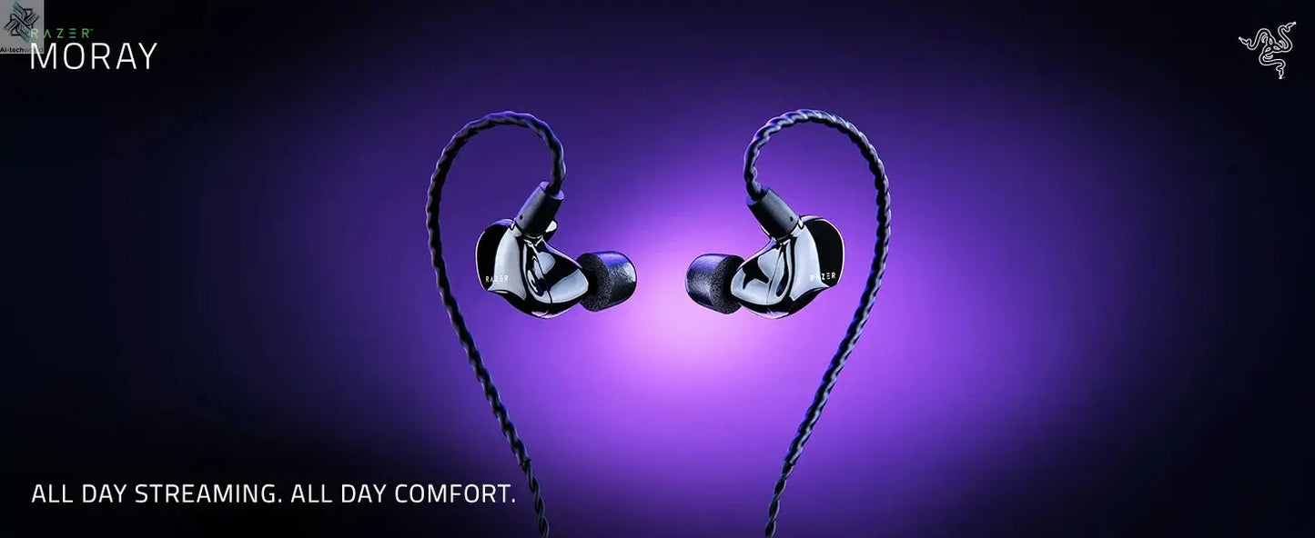 Razer Moray Ergonomic In-ear Monitor for All-day Streaming Hybrid Dual-driver Acoustic Design Superior Passive Noise Isolation Ai-TechWorld 