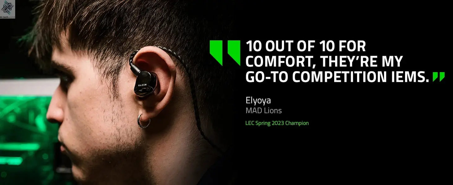 Razer Moray Ergonomic In-ear Monitor for All-day Streaming Hybrid Dual-driver Acoustic Design Superior Passive Noise Isolation Ai-TechWorld 