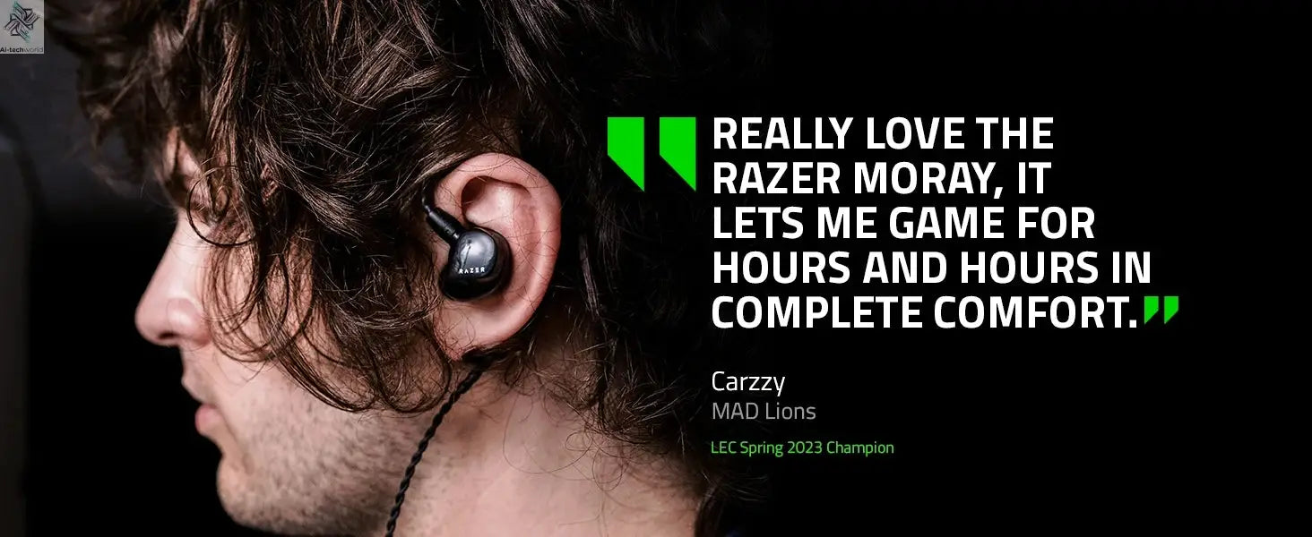 Razer Moray Ergonomic In-ear Monitor for All-day Streaming Hybrid Dual-driver Acoustic Design Superior Passive Noise Isolation Ai-TechWorld 