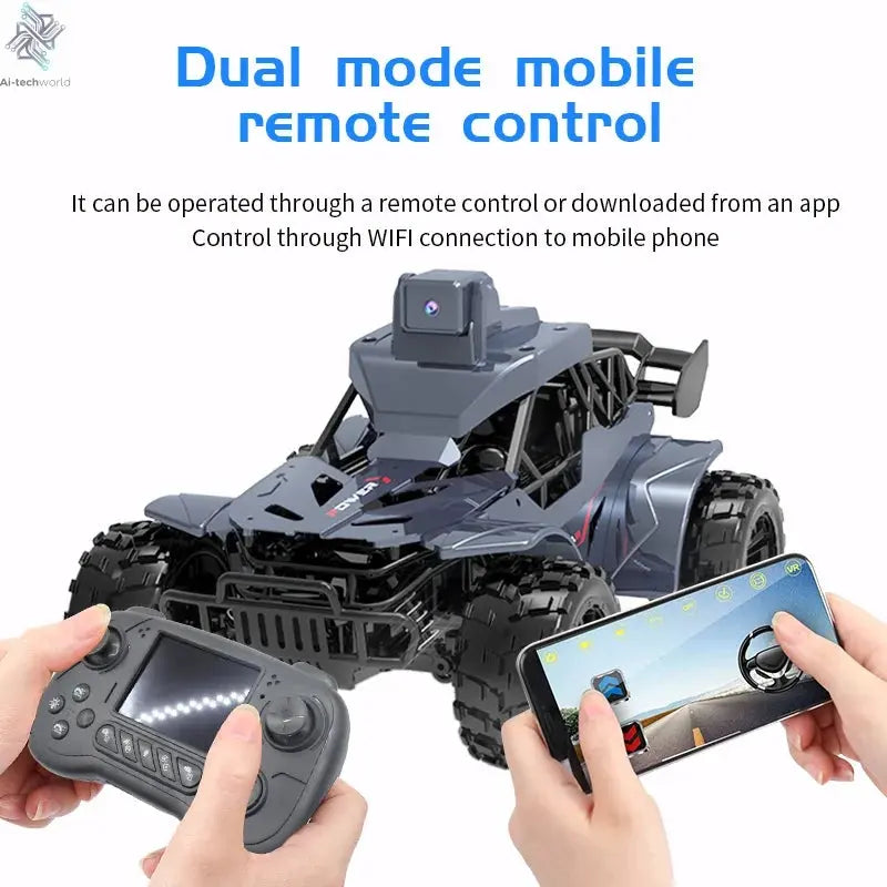 Rc Car with Camera Lcd Remote Fpv Real Time Transmission High Speed 2.4g Remote Control Car Voice Chat Toys For Kids Adults Ai-TechWorld 