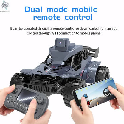 Rc Car with Camera Lcd Remote Fpv Real Time Transmission High Speed 2.4g Remote Control Car Voice Chat Toys For Kids Adults Ai-TechWorld 
