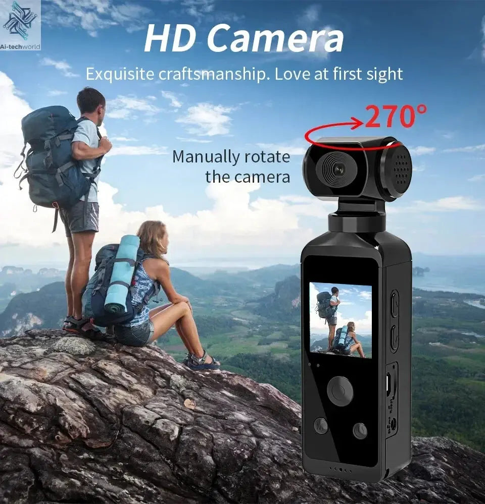 Real 5K/4K Mini Camera Pocket WIFI Outdoor DV 270°Rotatable Bodycam with Waterproof Case Sports Action Portable Recorder Ai-TechWorld 