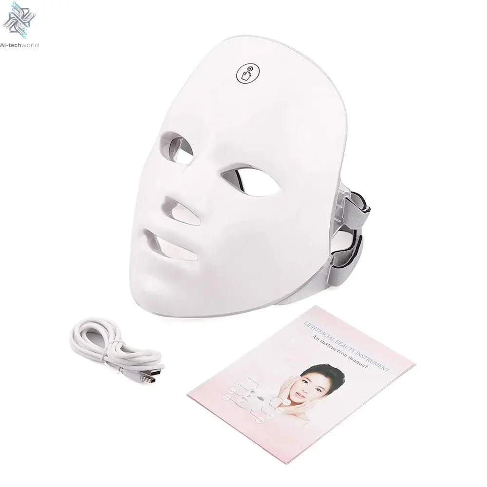 Rechargeable Facial LED Mask 7 Colors LED Photon Beauty Mask Skin Rejuvenation Home Face Lifting Whitening Skin Care Beauty Mask Ai-TechWorld 