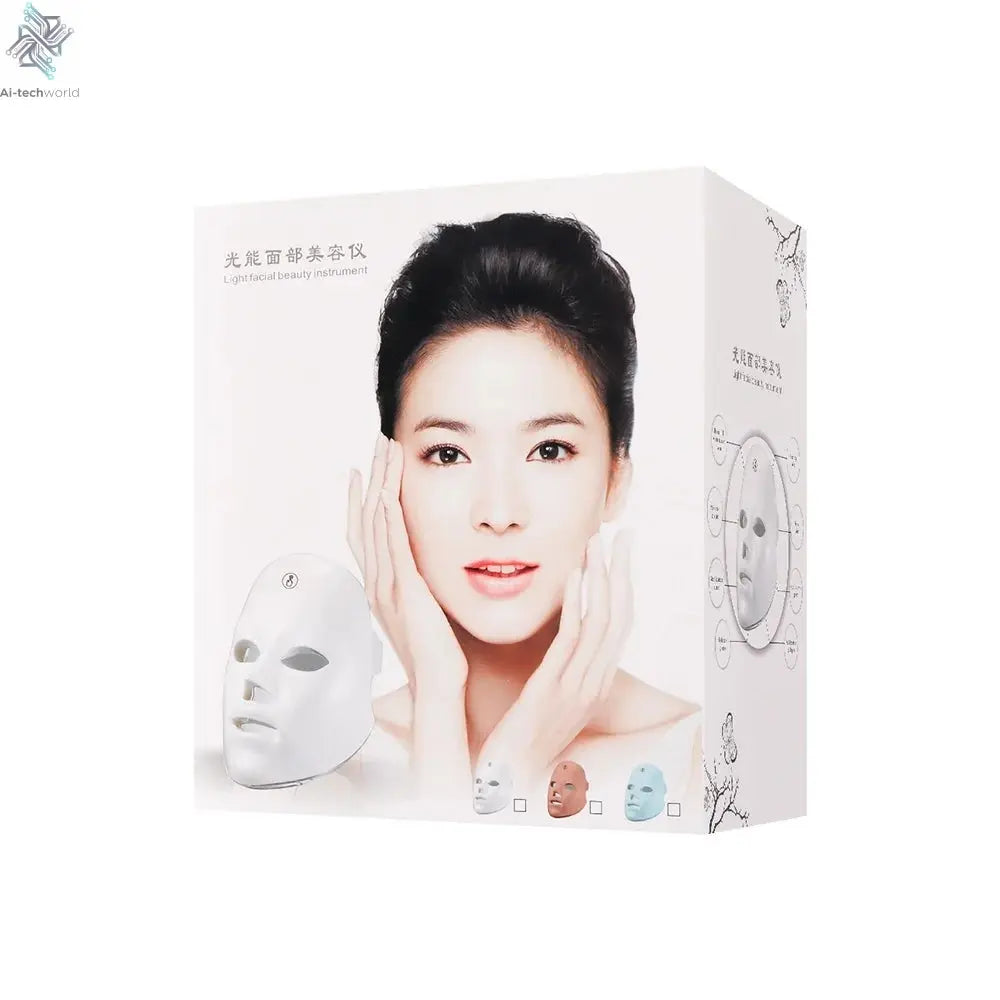 Rechargeable Facial LED Mask 7 Colors LED Photon Beauty Mask Skin Rejuvenation Home Face Lifting Whitening Skin Care Beauty Mask Ai-TechWorld 
