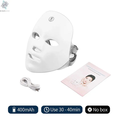Rechargeable Facial LED Mask 7 Colors LED Photon Beauty Mask Skin Rejuvenation Home Face Lifting Whitening Skin Care Beauty Mask Ai-TechWorld 