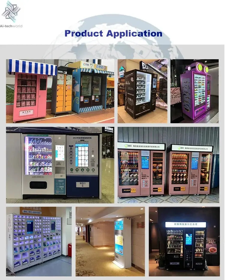 Refrigerated Wall Mounted Vending Machine Combo Hot Sellers for Foods and Drinks 21.5 Inch Digital Touch Screen Ai-TechWorld 