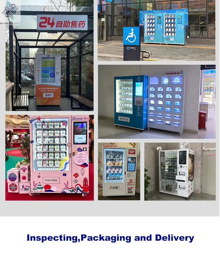Refrigerated Wall Mounted Vending Machine Combo Hot Sellers for Foods and Drinks 21.5 Inch Digital Touch Screen Ai-TechWorld 