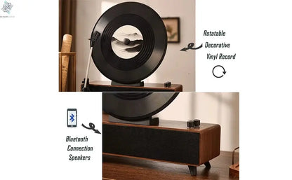 Retro Bluetooth Speaker with Vintage Vertical Record Design, Earthy Aesthetic Home Decor for Kitchen, Bedroom, Apartment, Desk Ai-TechWorld 