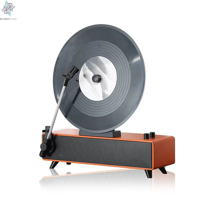 Retro Bluetooth Speaker with Vintage Vertical Record Design, Earthy Aesthetic Home Decor for Kitchen, Bedroom, Apartment, Desk Ai-TechWorld 