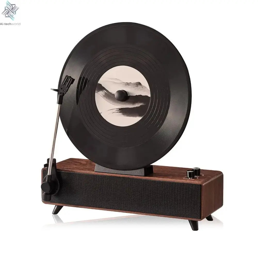 Retro Bluetooth Speaker with Vintage Vertical Record Design, Earthy Aesthetic Home Decor for Kitchen, Bedroom, Apartment, Desk Ai-TechWorld 
