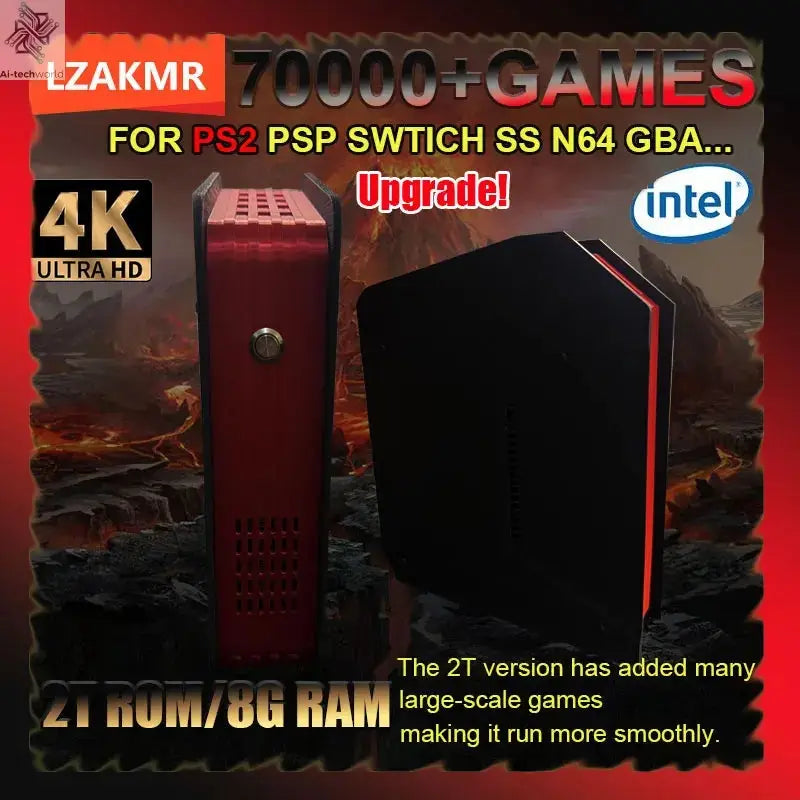 Retro X4 Gaming Console 8G RAM 2T Loaded 70000+ Games for Wii PS2 DC PSP GAMECUBE Plug-and-Play On TV Windows 11 Children's Gift Ai-TechWorld 