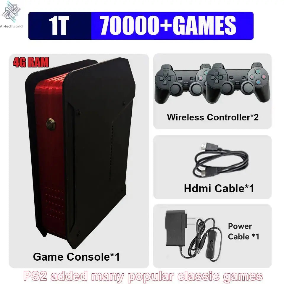 Retro X4 Gaming Console 8G RAM 2T Loaded 70000+ Games for Wii PS2 DC PSP GAMECUBE Plug-and-Play On TV Windows 11 Children's Gift Ai-TechWorld 