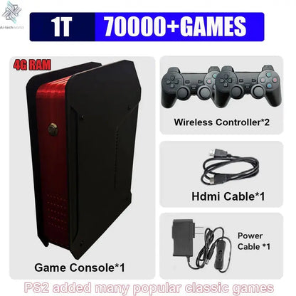 Retro X4 Gaming Console 8G RAM 2T Loaded 70000+ Games for Wii PS2 DC PSP GAMECUBE Plug-and-Play On TV Windows 11 Children's Gift Ai-TechWorld 