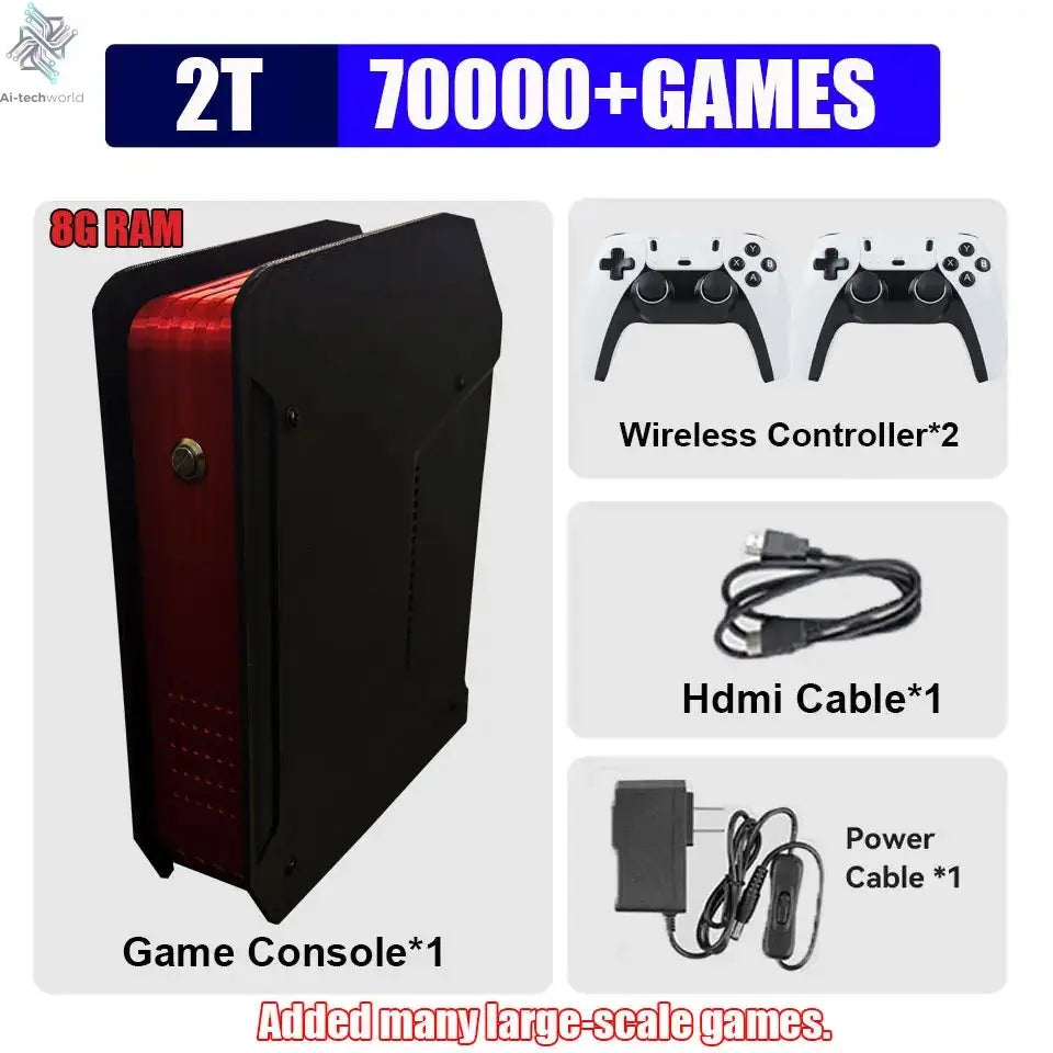 Retro X4 Gaming Console 8G RAM 2T Loaded 70000+ Games for Wii PS2 DC PSP GAMECUBE Plug-and-Play On TV Windows 11 Children's Gift Ai-TechWorld 