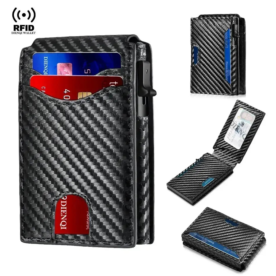 Rfid Credit Card Holder Carbon Fiber Wallets Men Anti Theft Slim Thin Luxury Bank Money Cardholder Case Minimalist Wallet Purse Ai-TechWorld 