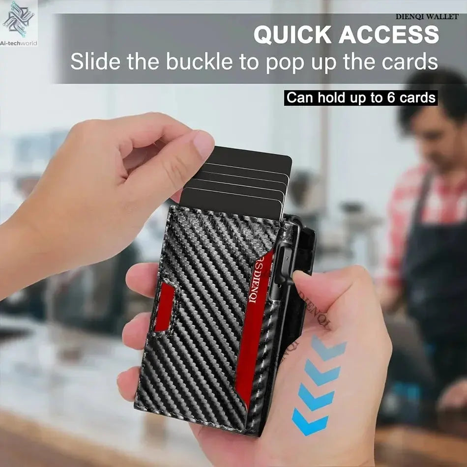 Rfid Credit Card Holder Carbon Fiber Wallets Men Anti Theft Slim Thin Luxury Bank Money Cardholder Case Minimalist Wallet Purse Ai-TechWorld 