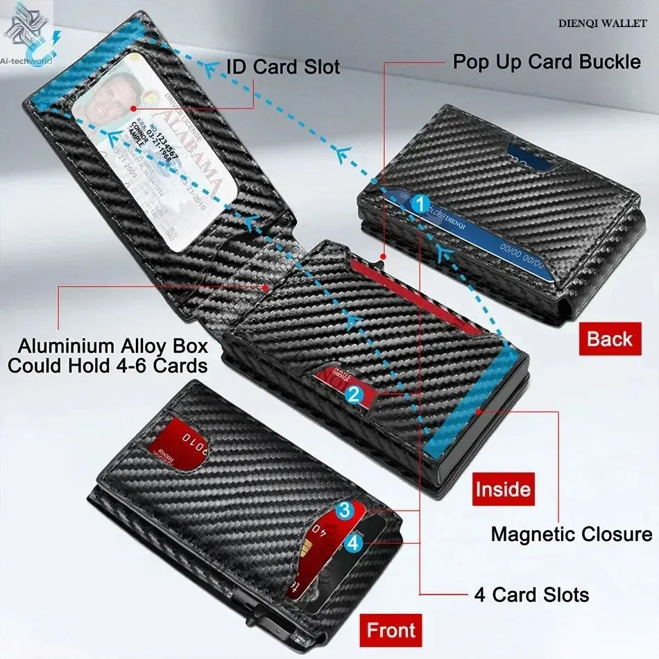 Rfid Credit Card Holder Carbon Fiber Wallets Men Anti Theft Slim Thin Luxury Bank Money Cardholder Case Minimalist Wallet Purse Ai-TechWorld 