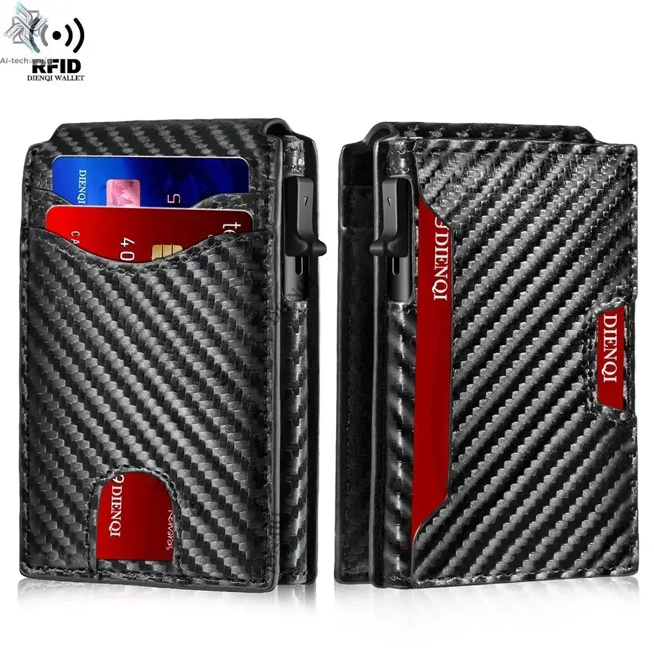 Rfid Credit Card Holder Carbon Fiber Wallets Men Anti Theft Slim Thin Luxury Bank Money Cardholder Case Minimalist Wallet Purse Ai-TechWorld 