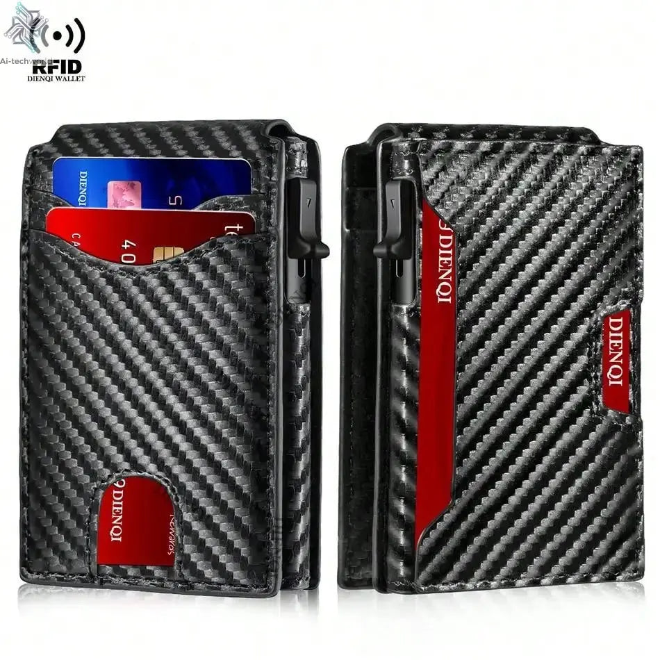 Rfid Credit Card Holder Carbon Fiber Wallets Men Anti Theft Slim Thin Luxury Bank Money Cardholder Case Minimalist Wallet Purse Ai-TechWorld 