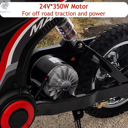 Ride On Motorcycle for Kids Electric Dirt Bike 24-Volt 350-Watt Kid's Toys Up to 14.29 MPH, 2-Speed Modes, Max Load 135 Lbs Ai-TechWorld 