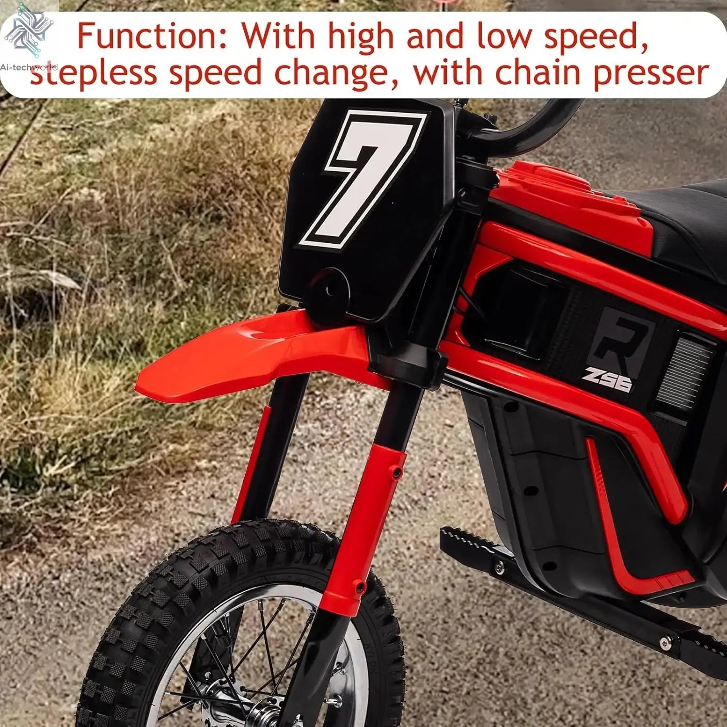 Ride On Motorcycle for Kids Electric Dirt Bike 24-Volt 350-Watt Kid's Toys Up to 14.29 MPH, 2-Speed Modes, Max Load 135 Lbs Ai-TechWorld 