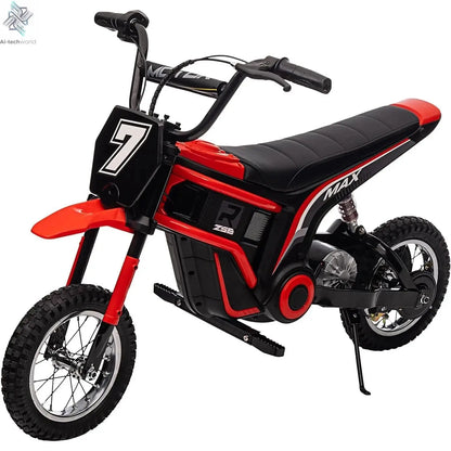 Ride On Motorcycle for Kids Electric Dirt Bike 24-Volt 350-Watt Kid's Toys Up to 14.29 MPH, 2-Speed Modes, Max Load 135 Lbs Ai-TechWorld 
