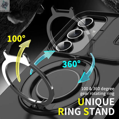 Ring Magnetic Folding Stand Dual Layer Phone Case For Samsung Galaxy S25FE S25 Edge A17 A07 M56 A56 A05 A05S 5G Slide Lens Cover Ai-TechWorld 
