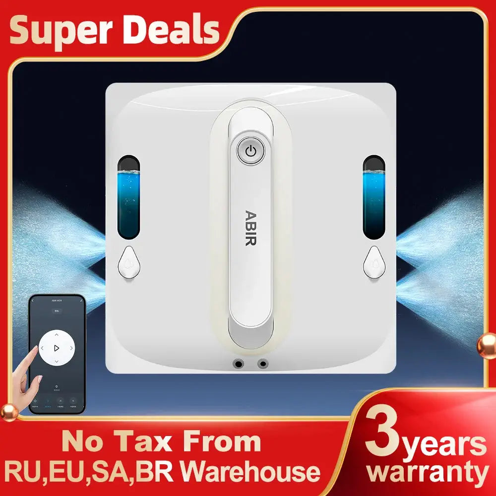 Robot Window Vacuum Cleaner ABIR WD9,4-Way Water Spray, Laser Sensor,9000PA Suction, Low Nosise,Wet Dry Scrape & Wipe in One - Ai-TechWorld