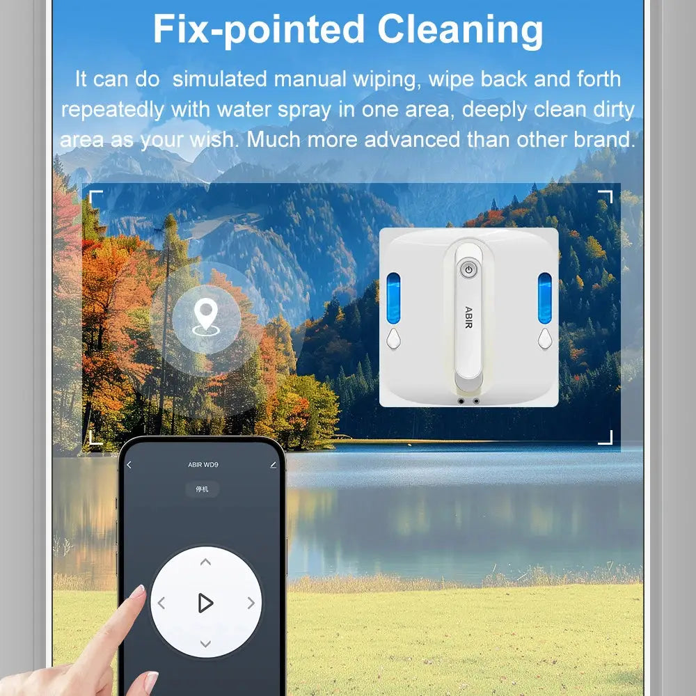 Robot Window Vacuum Cleaner ABIR WD9,4-Way Water Spray, Laser Sensor,9000PA Suction, Low Nosise,Wet Dry Scrape & Wipe in One - Ai-TechWorld