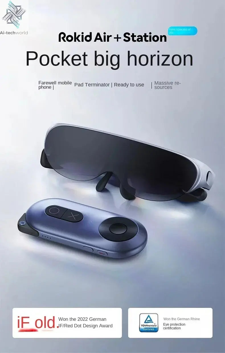 Rokid Air AR Smart Glasses 120" Screen with 1080P OLED Dual Display 43°FoV 55PPD Foldable Home Game Viewing Device Ai-TechWorld 